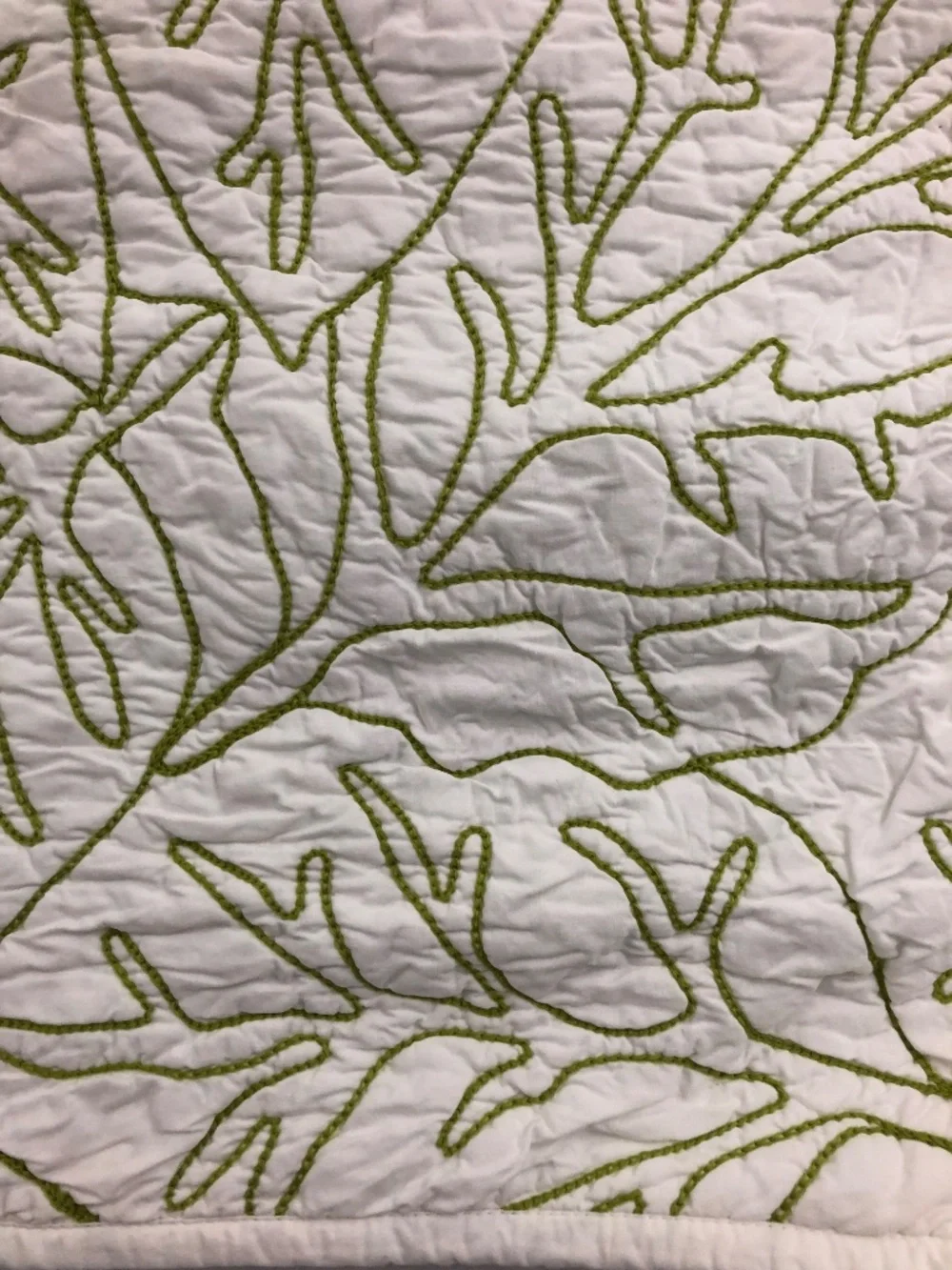 Grandin Road embroidered standard pillow shams 100% cotton leaf print Palm Beach